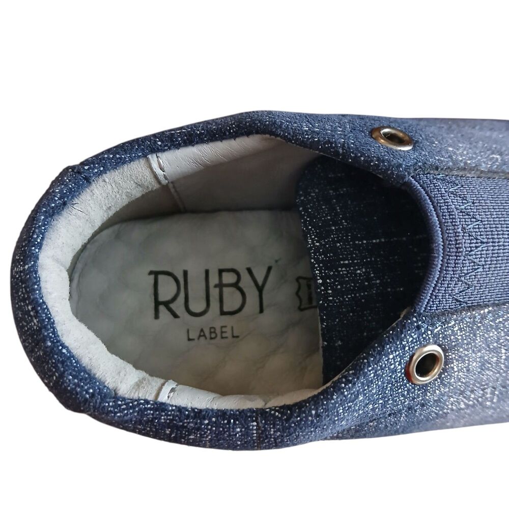 Ruby Label Denim Sparkly Kids Sneakers Shoes Size Slip on US Size 8/26 EU 7in - Picture 6 of 9